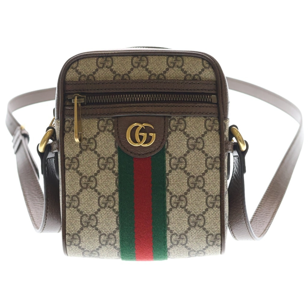 GUCCI(グッチ) GGスプリーム オフディア ショルダーバッグ ブラウン PVCレザー 598127 レディース