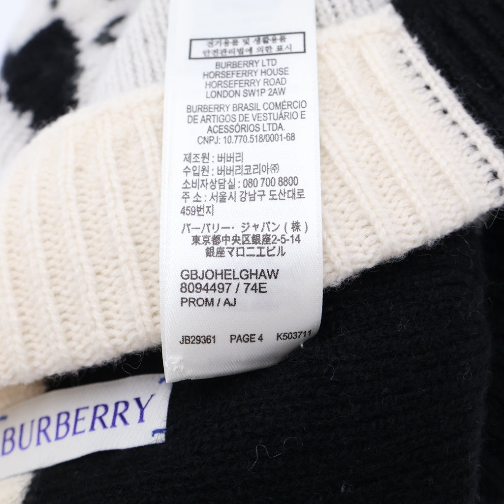 BURBERRY(バーバリー) ニットキャップ ビーニー ブラック×ホワイト