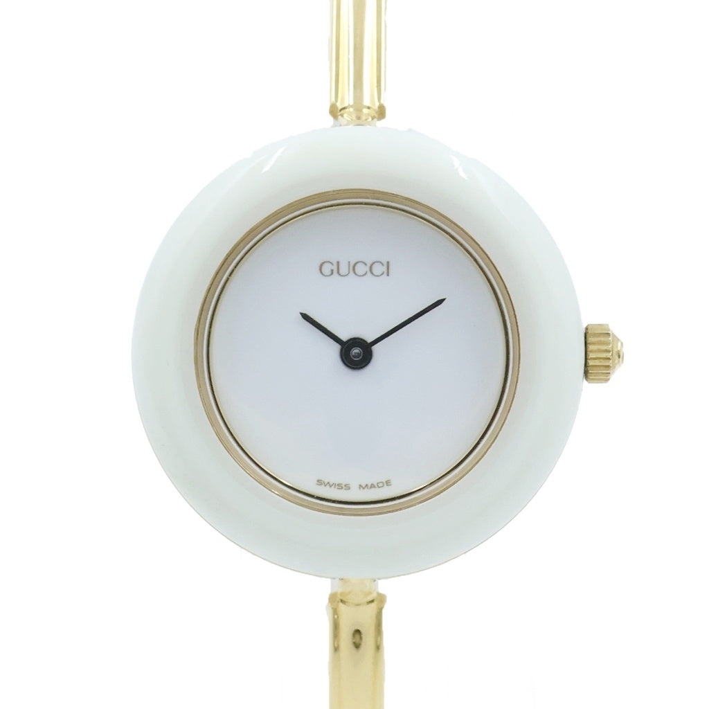 GUCCI(グッチ) チェンジベゼル 白文字盤 クォーツウォッチ 腕時計 ゴールド/マルチ 1100-L レディース