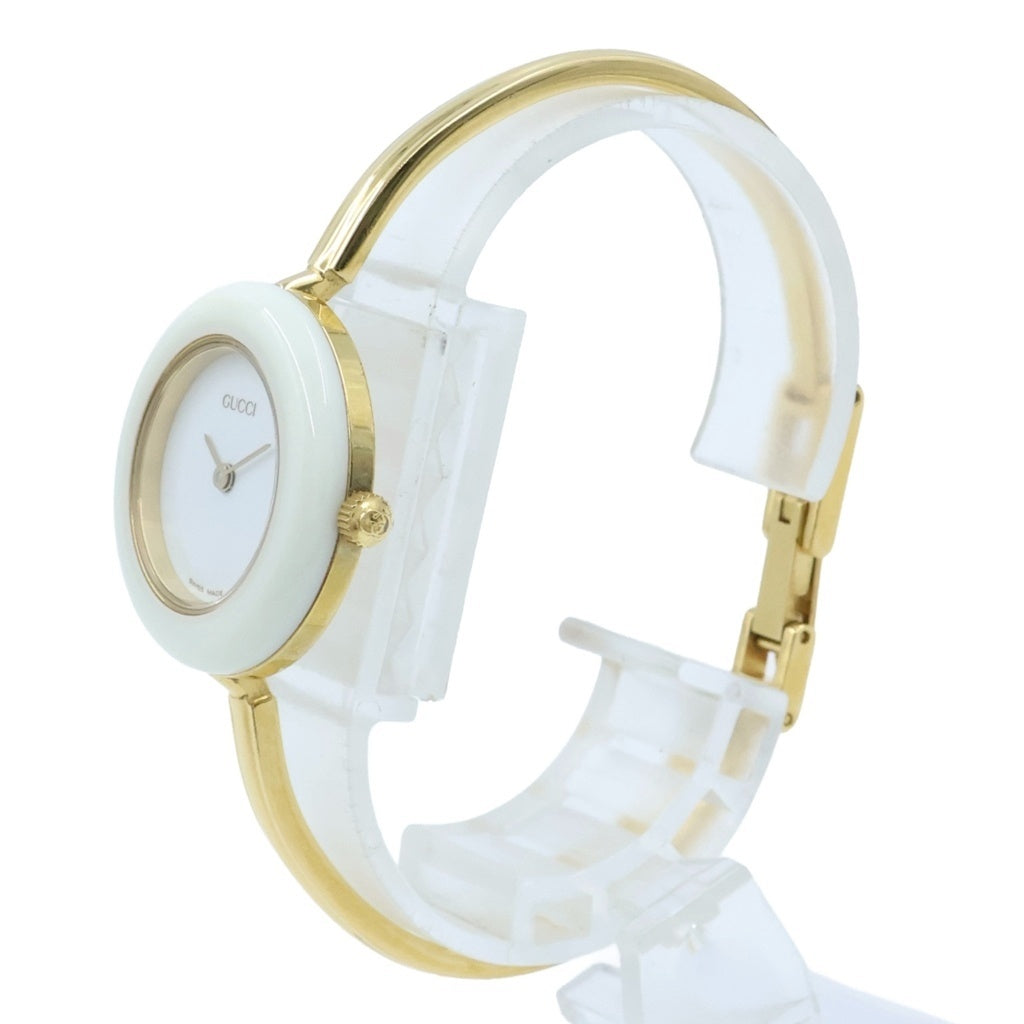GUCCI(グッチ) チェンジベゼル 白文字盤 クォーツウォッチ 腕時計 ゴールド/マルチ 1100-L レディース