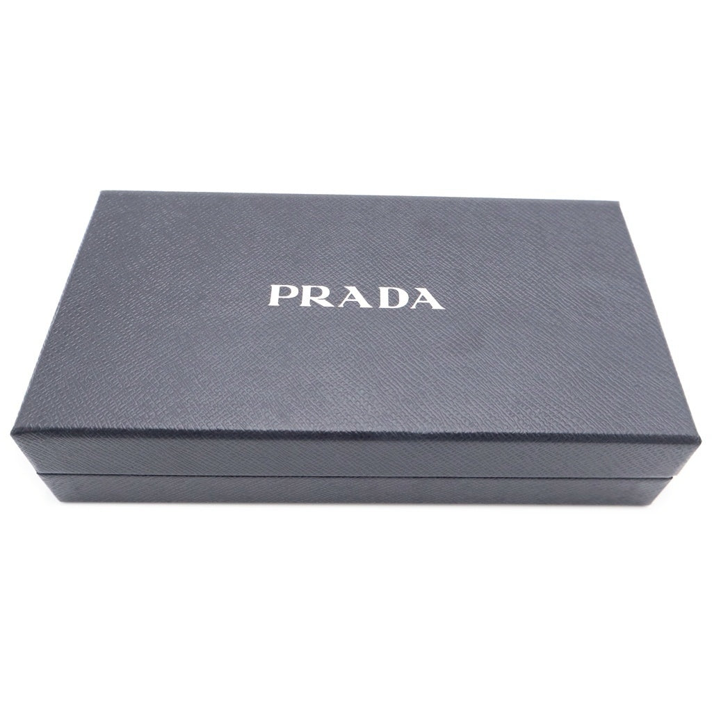 PRADA(プラダ) トライアングルロゴプレート レザー ラウンドファスナー ロングウォレット 長財布 シルバー金具 ブラック 2ML317