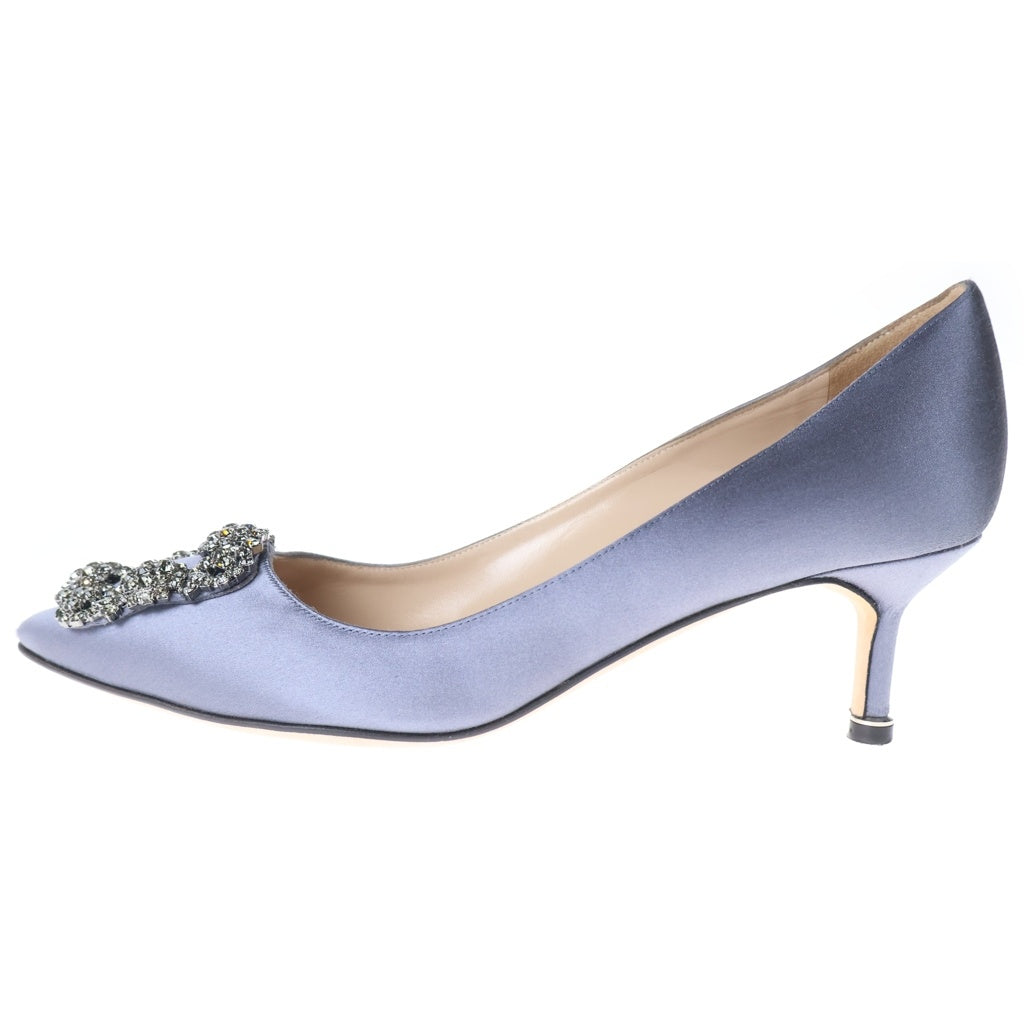 R*i様 MANOLO BLAHNIK ハンギシ ローヒール　グレー レース　3 MANOLO BLAHNIK(マノロブラニク) ハンギシ クリスタルバックル サテン
