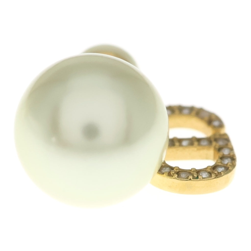Christian Dior(クリスチャンディオール) TRIBALES トライバル パール ピアス CDロゴ ラインストーン ゴールド GP レディース