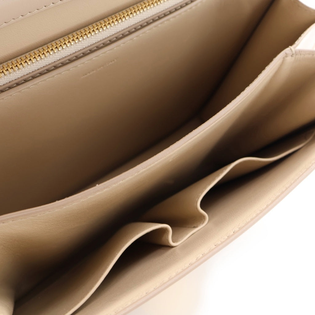 CELINE(セリーヌ) クラシックティーンボックス ショルダーバック ベージュ レザー ゴールド金具 レディース