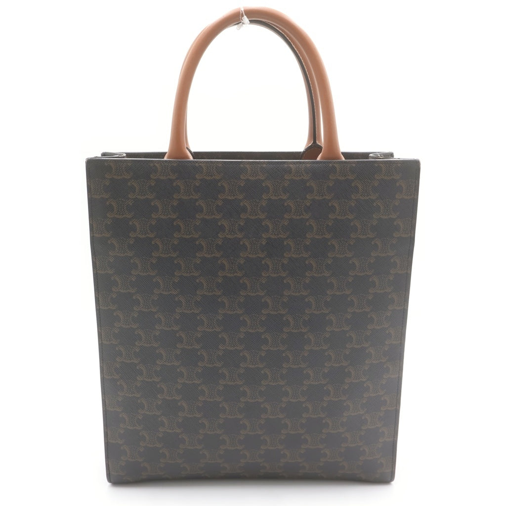 CELINE(セリーヌ) バーティカルカバ スモール 2WAYバッグ ハンドバッグ トートバッグ ショルダーバッグ ブラウン レザー×PVC ゴールド金具 レディース
