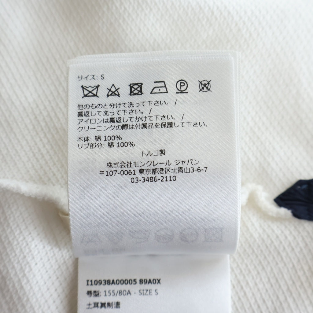 MONCLER(モンクレール) 23SS ロゴ刺繍 半袖 ポロシャツ ホワイト/ネイビー I10938A00005 レディース