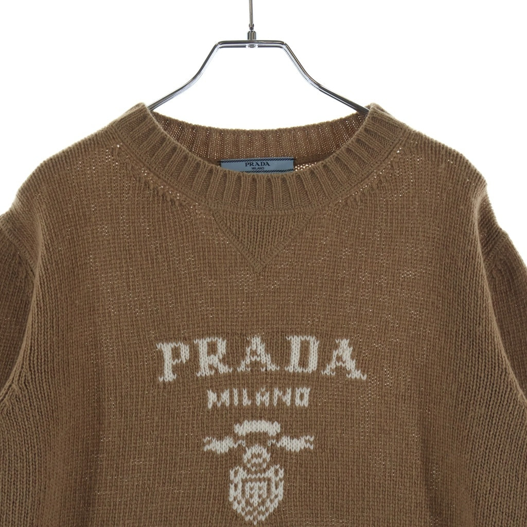 PRADA(プラダ) ロゴ カシミヤ/ウール クルーネック セーター ブラウン P24G1V レディース