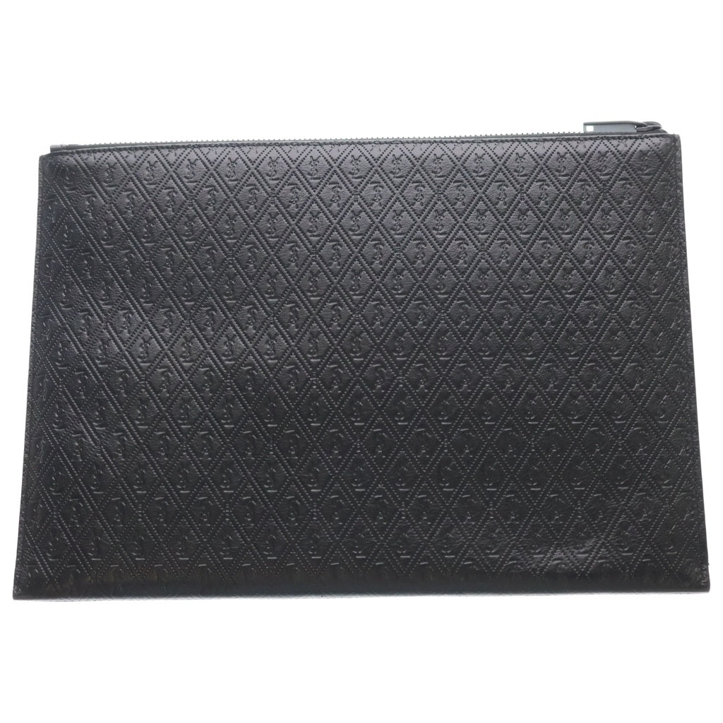 SAINT LAURENT PARIS(サンローランパリ) YSLモノグラム クラッチバッグ セカンドバッグ ブラック レザー 647154 シルバー金具 レディース
