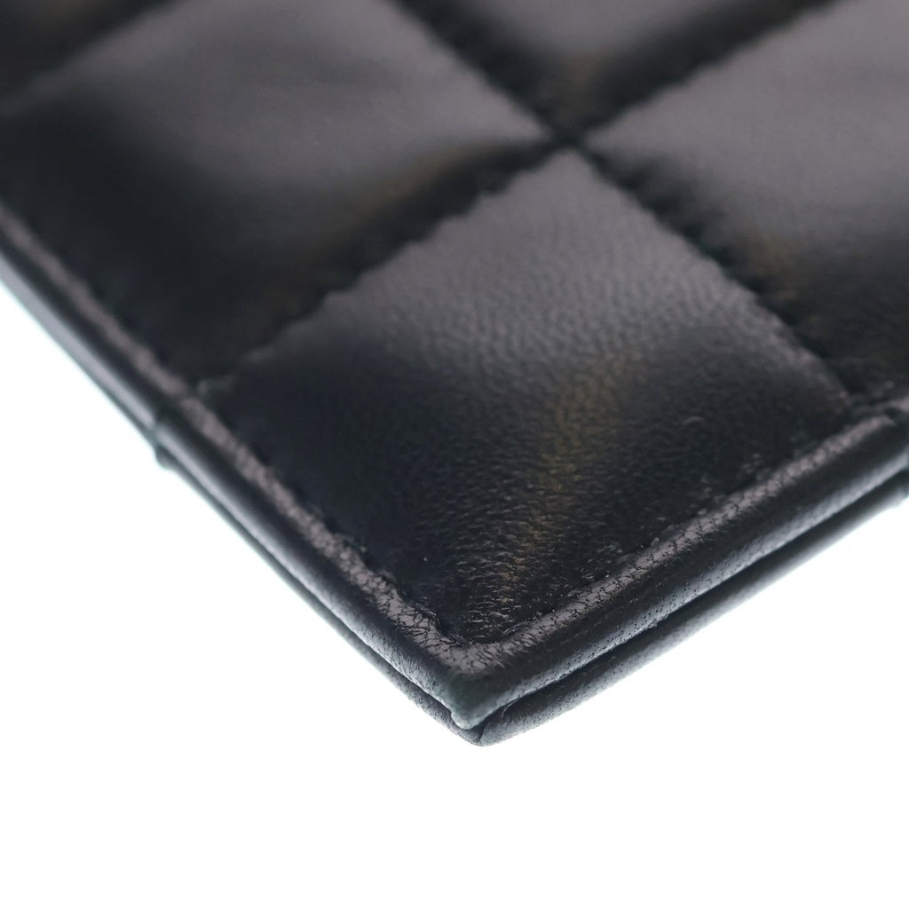 SAINT LAURENT PARIS(サンローランパリ) マトラッセ カレ クラッチバッグ セカンドバッグ ケース ポーチ ブラック レザー 758196 シルバー金具 レディース
