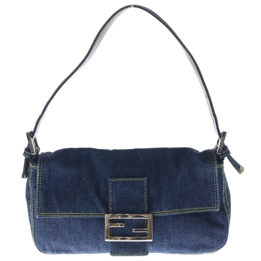 FENDI(フェンディ) デニム マンマバゲット ハンドバッグ ワンショルダーバッグ ネイビー インディゴブルー シルバー金具 レディース