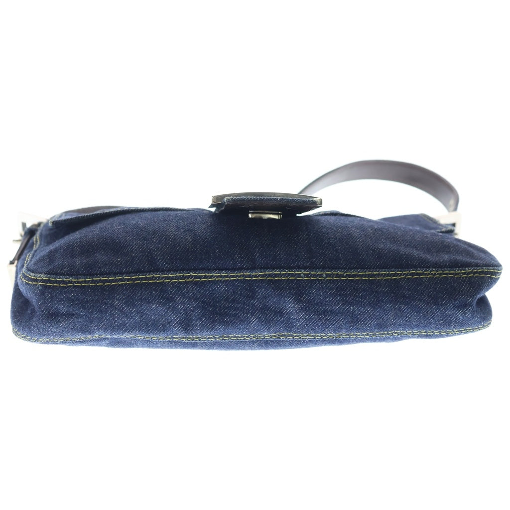 FENDI(フェンディ) デニム マンマバゲット ハンドバッグ ワンショルダーバッグ ネイビー インディゴブルー シルバー金具 レディース