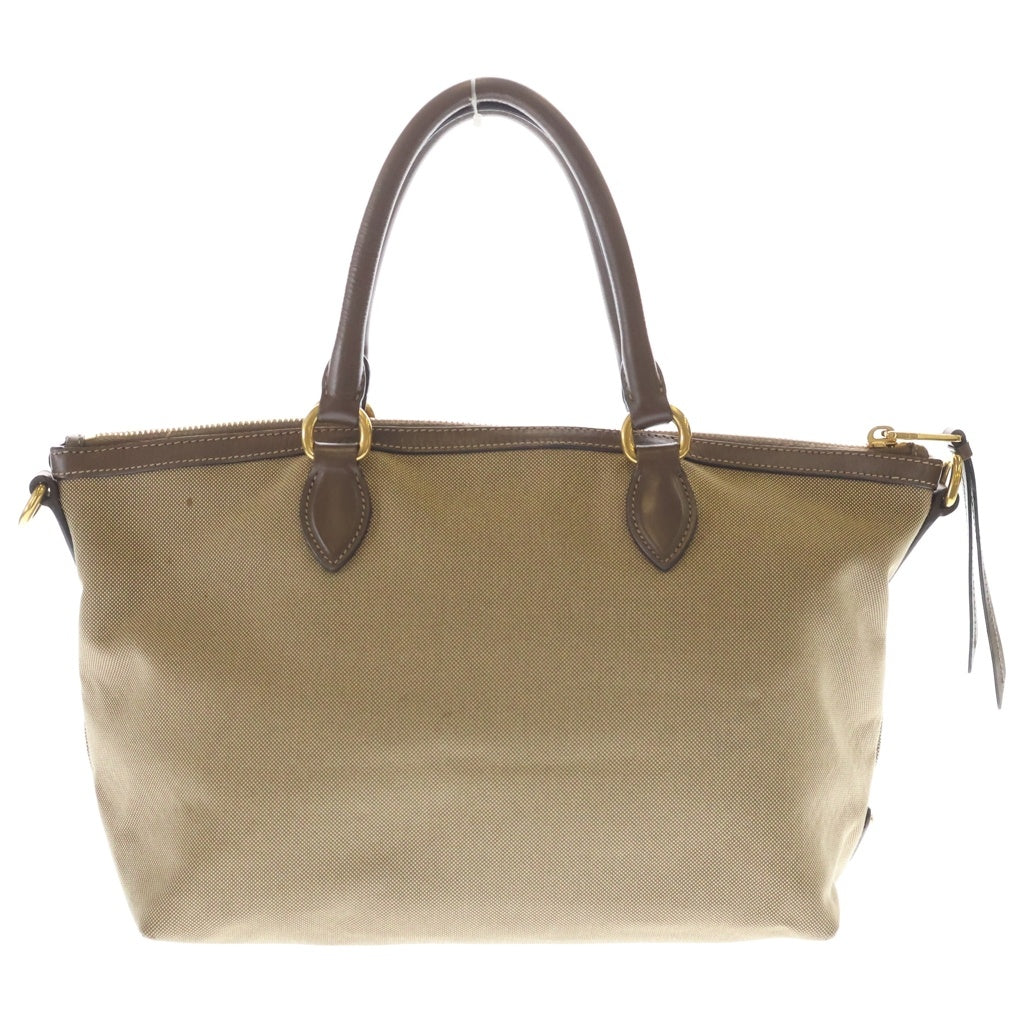 PRADA(プラダ) ロゴジャガード キャンバス レザー ハンド バッグ ベージュ 1BA579 レディース