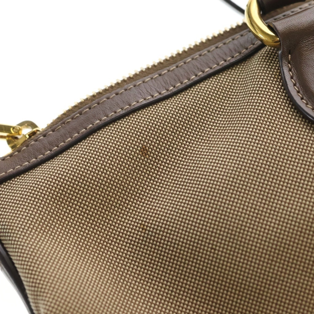 PRADA(プラダ) ロゴジャガード キャンバス レザー ハンド バッグ ベージュ 1BA579 レディース
