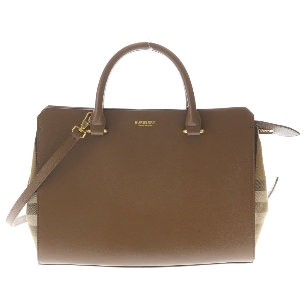 BURBERRY(バーバリー) ノバチェック 切り替え レザー キャンバス 2WAY ハンド ショルダーバッグ ゴールド金具 ブラウン FI9177 レディース