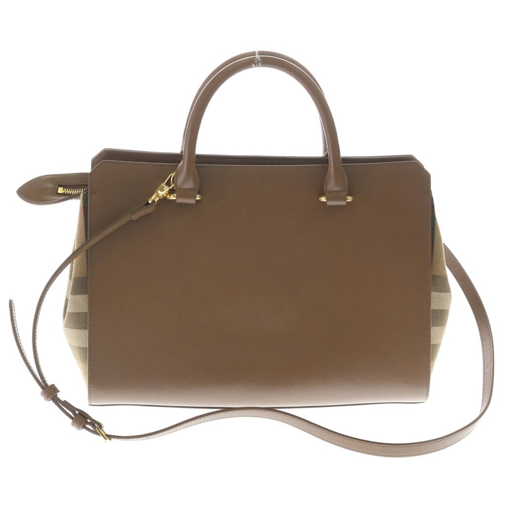 BURBERRY(バーバリー) ノバチェック 切り替え レザー キャンバス 2WAY ハンド ショルダーバッグ ゴールド金具 ブラウン FI9177 レディース