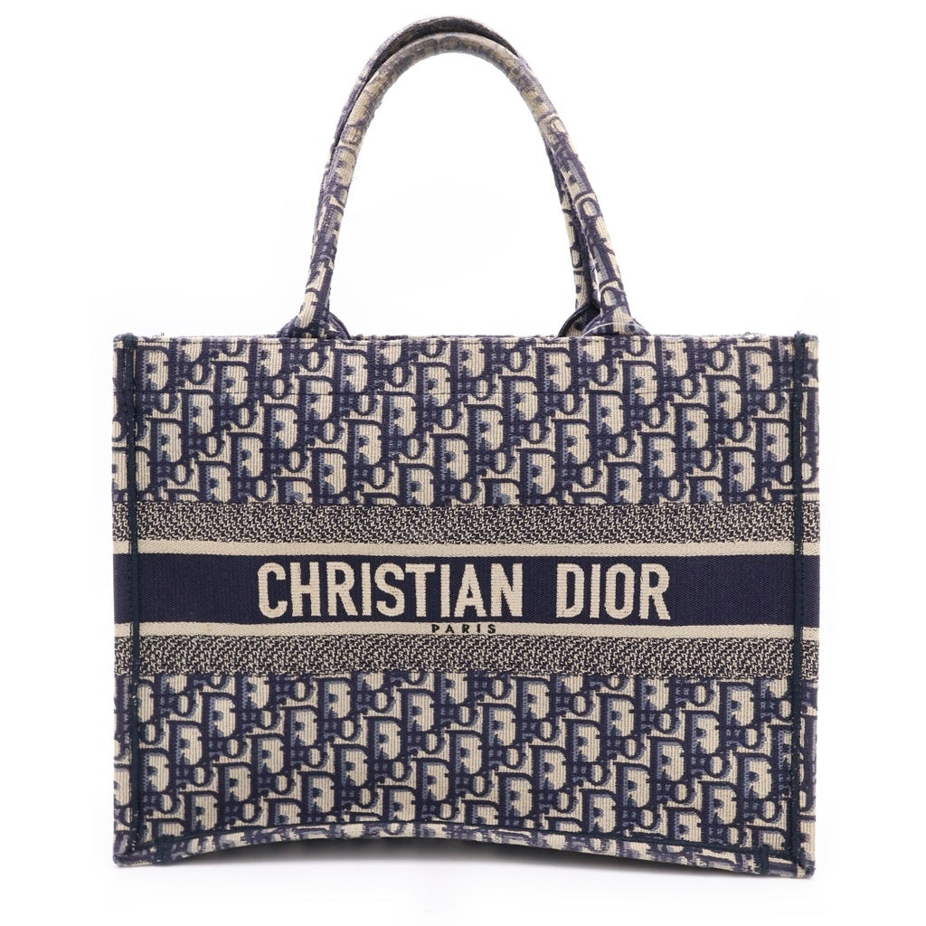 Christian Dior(クリスチャンディオール) オブリーク ブックトート ミディアム ハンドバッグ トートバッグ ネイビー キャンバス レディース