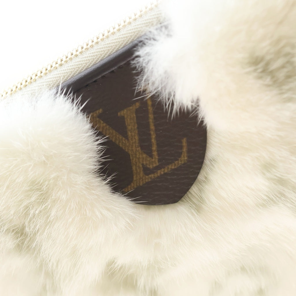 LOUIS VUITTON(ルイヴィトン) モノグラム ソフトミンクファー ネオポシェットミラ ショルダーバッグ ゴールド金具 ホワイト/ブラウン M59294 RFID レディース