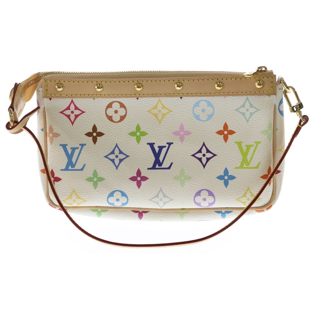 LOUIS VUITTON(ルイヴィトン) LV×TM モノグラムマルチカラー ポシェット・アクセソワール 2WAYバッグ ハンドバッグ ショルダーバッグ ホワイト×ブラウン レザー×PVC M13404 ゴールド金具 レディース