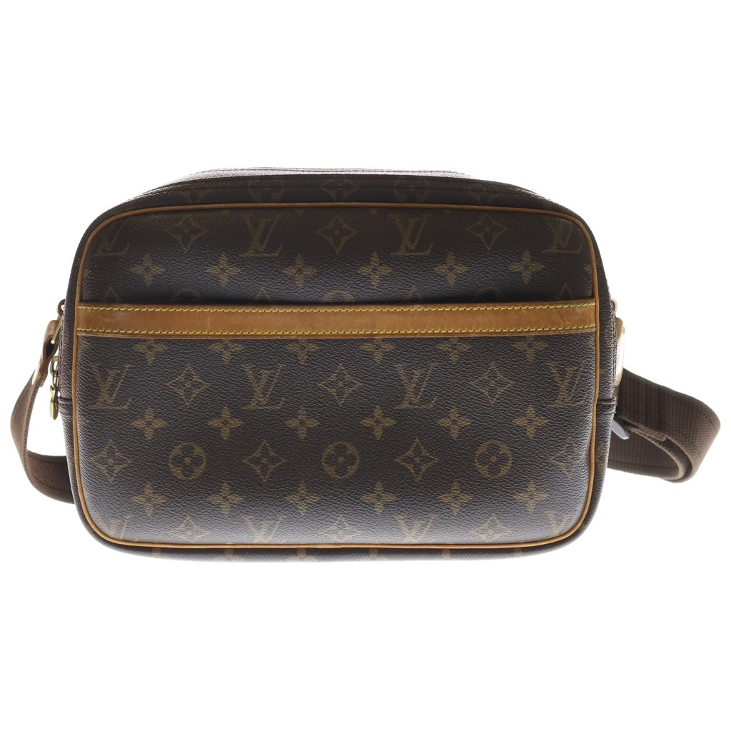 LOUIS VUITTON(ルイヴィトン) モノグラム リポーターPM ショルダーバッグ ブラウン レザー×PVC M45254 ゴールド金具 レディース