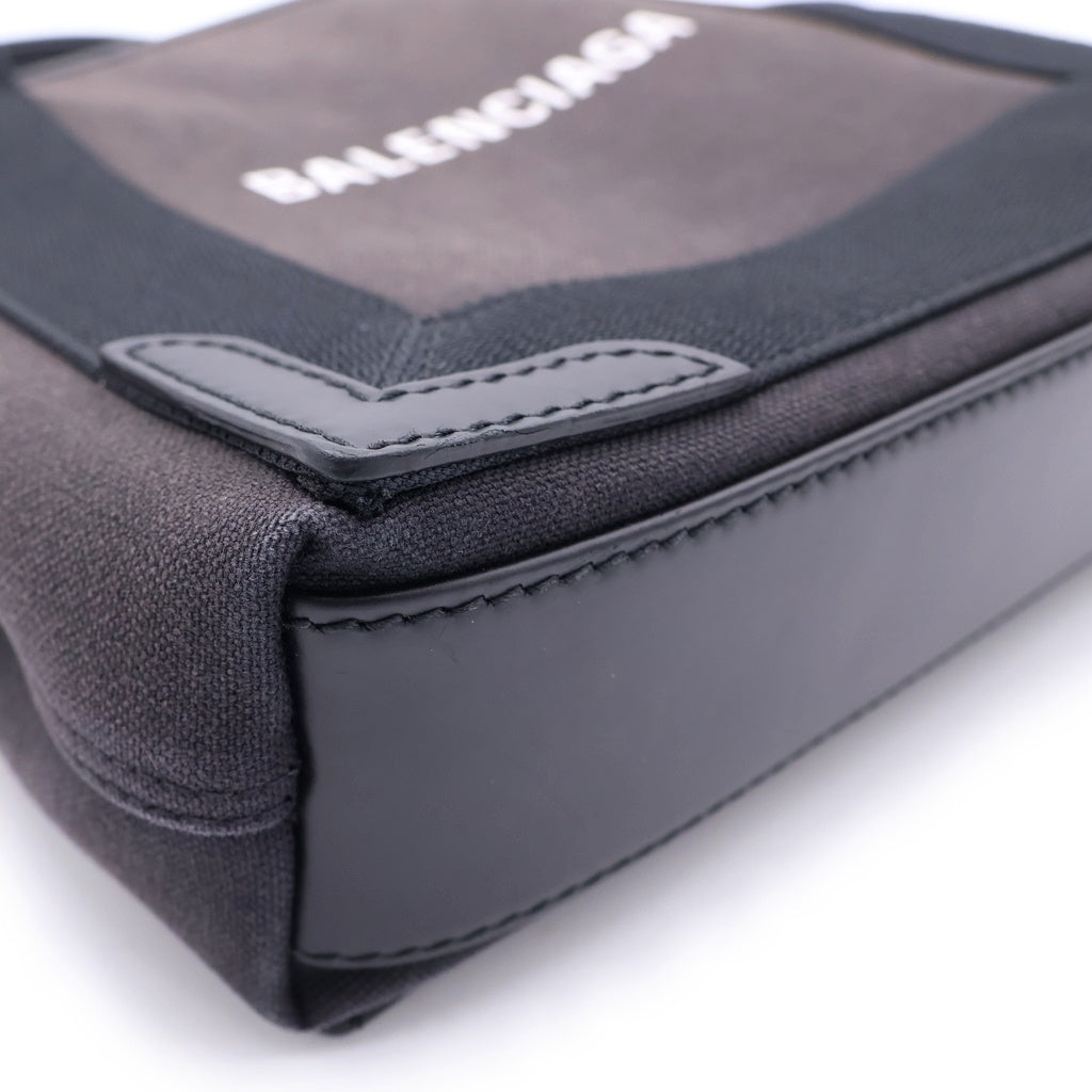 BALENCIAGA(バレンシアガ) カバス XS トートバッグ ショルダーバッグ ネイビー レザー×キャンバス 390346 シルバー金具 レディース