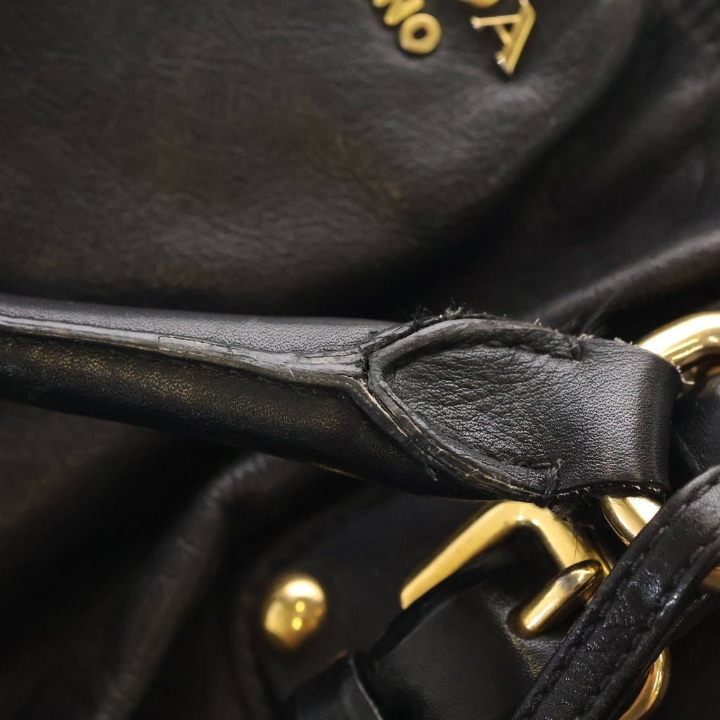 PRADA(プラダ) 2WAYハンドバッグ トートバッグ ショルダーバッグ ブラック レザー BR4259 ゴールド金具 レディース
