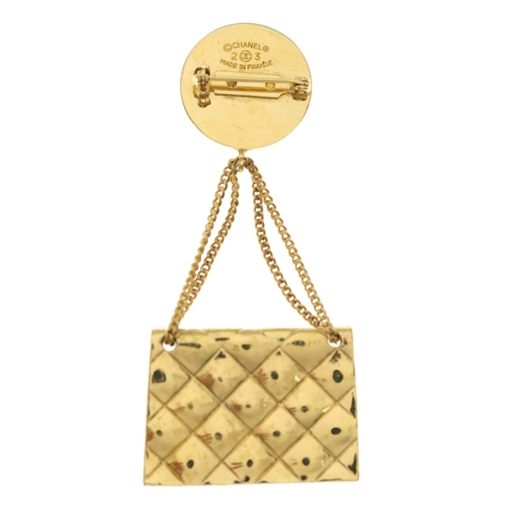 CHANEL(シャネル) マトラッセ ココマーク バッグモチーフ ピンバッジ ブローチ ゴールド GP レディース