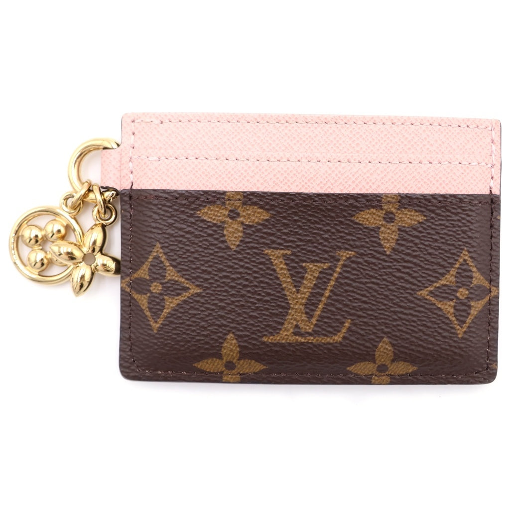 LOUIS VUITTON(ルイヴィトン) モノグラム ポルトカルト PVC レザー LVチャーム カードケース パスケース M82739 ブラウン/ピンク レディース