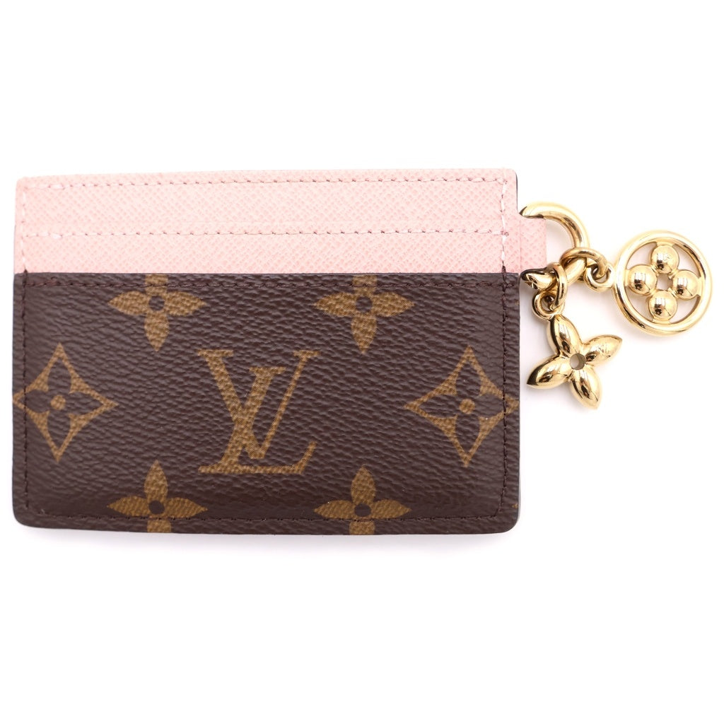 LOUIS VUITTON(ルイヴィトン) モノグラム ポルトカルト PVC レザー LVチャーム カードケース パスケース M82739 ブラウン/ピンク レディース