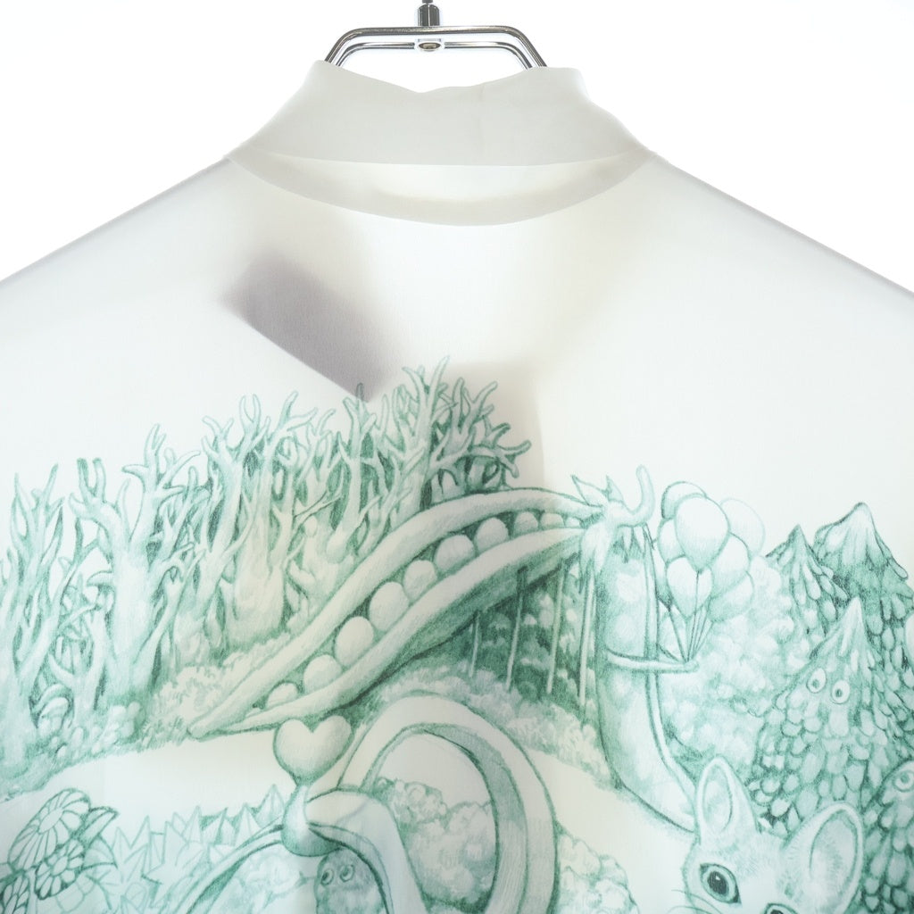 GUCCI(グッチ) ×ヒグチユウコ 25AW シルクブラウス 魔法の森 リボンタイ 長袖シャツ ホワイト/グリーン 863760 ZAUTU レディース
