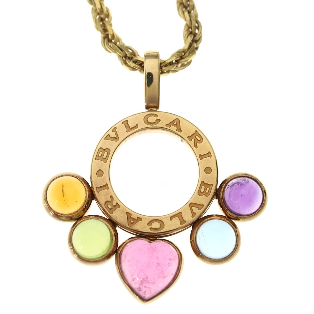 BVLGARI(ブルガリ) アレグラ マルチストーンネックレス ペンダント チェーン ゴールド×マルチカラー 750YG レディース
