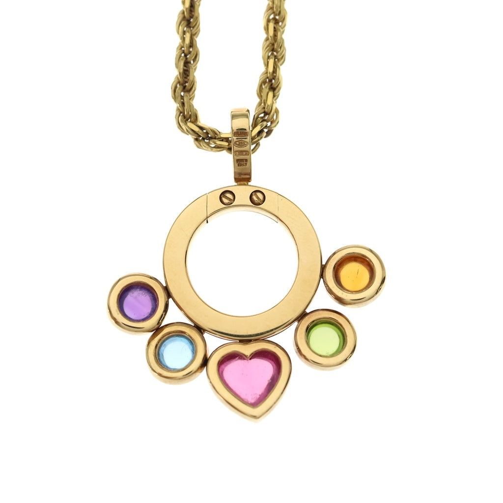 BVLGARI(ブルガリ) アレグラ マルチストーンネックレス ペンダント チェーン ゴールド×マルチカラー 750YG レディース