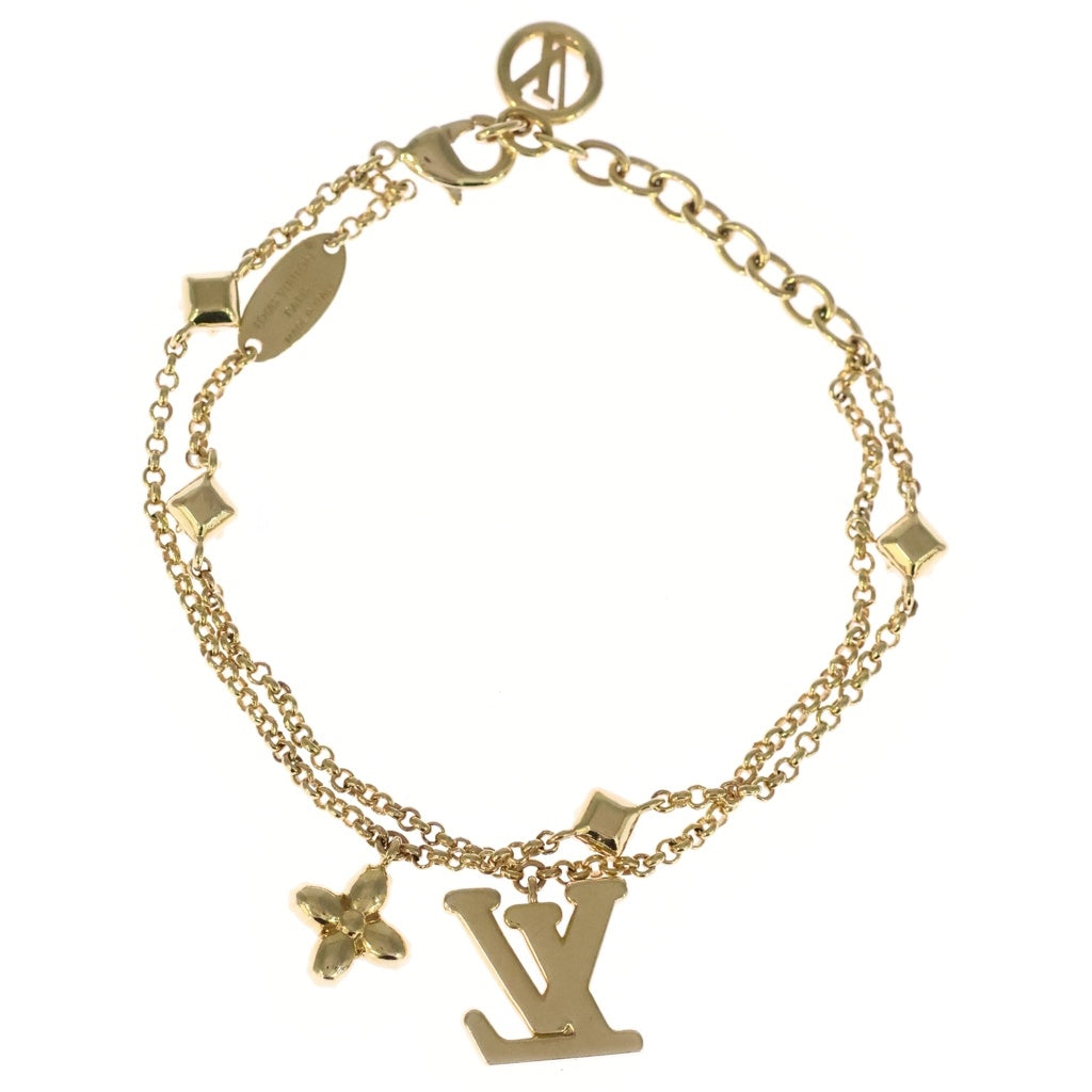 LOUIS VUITTON(ルイヴィトン) ブレスレット・レディ LV ラインストーン ダブルチェーン GP ブレスレット M1582A ゴールド レディース