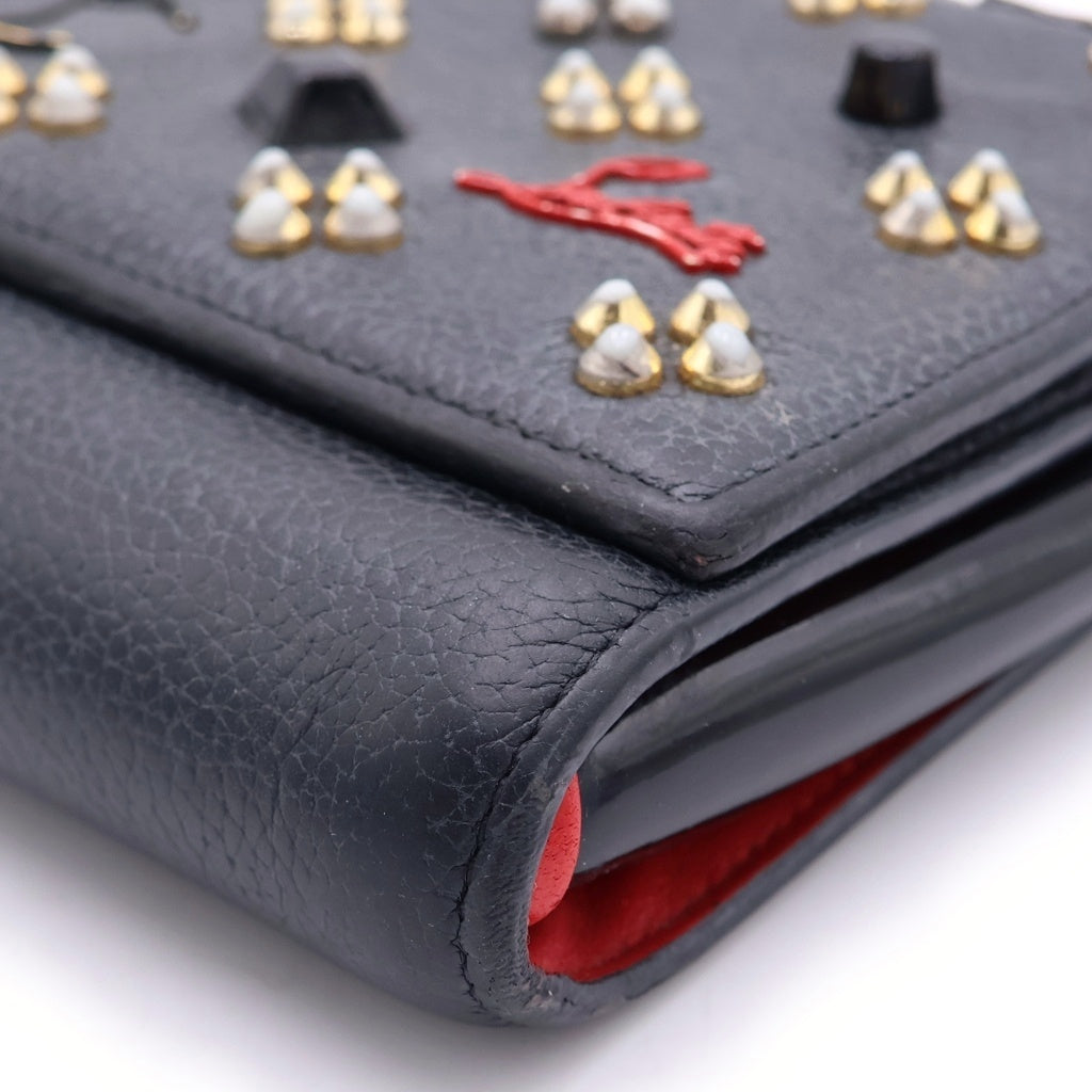 CHRISTIAN LOUBOUTIN(クリスチャンルブタン) パロマチェーンミニバッグ ショルダーバッグ グレー レザー シルバー金具 レディース