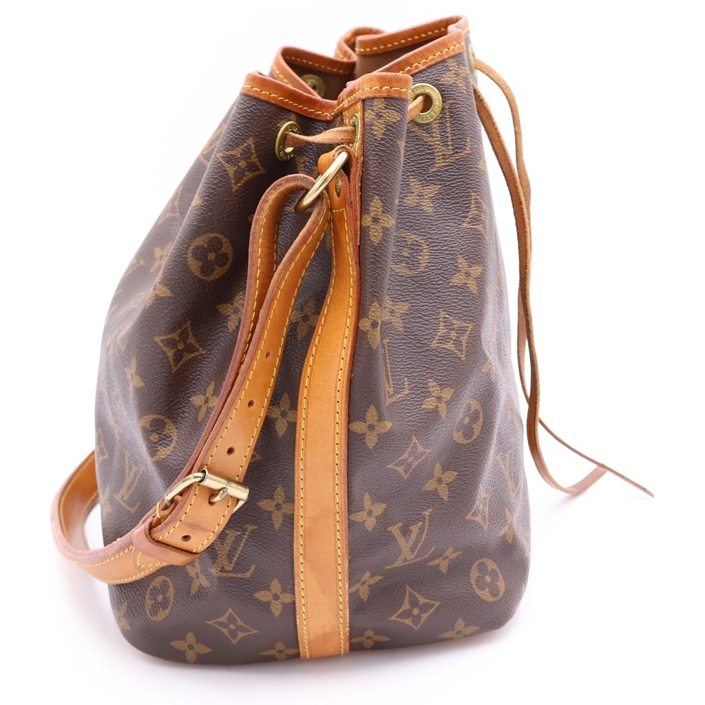 LOUIS VUITTON(ルイヴィトン) モノグラム プチノエ ショルダーバッグ ブラウン レザー×PVC M42226 ゴールド金具 レディース