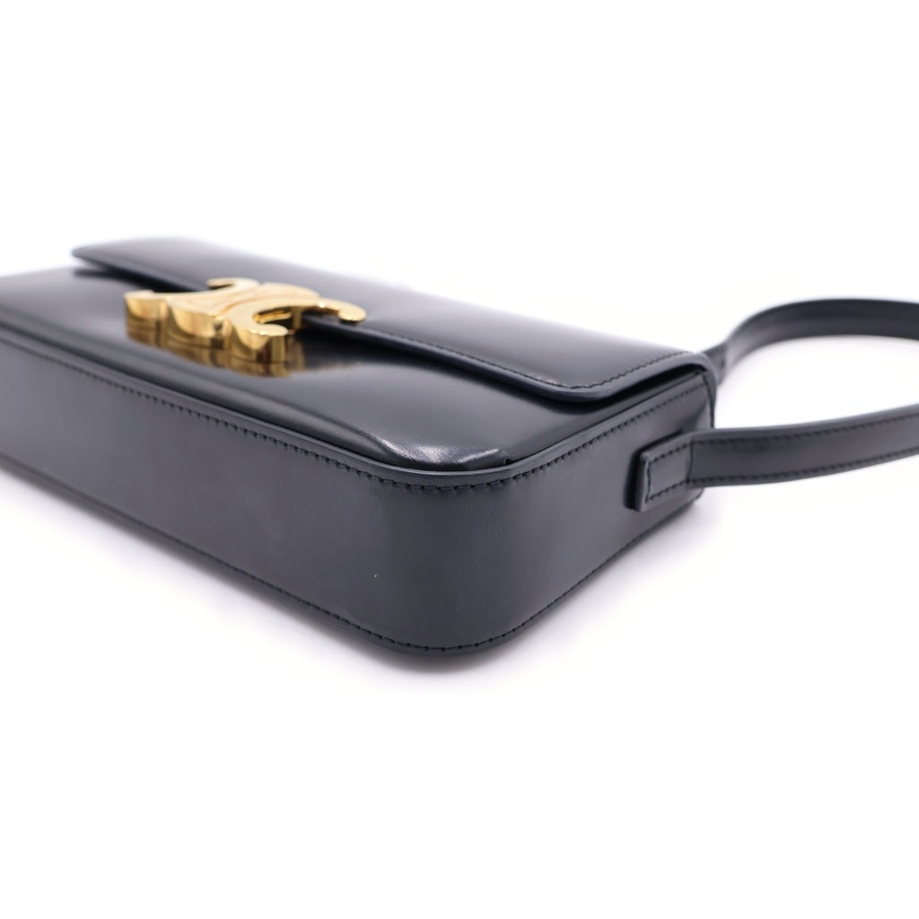 CELINE(セリーヌ) トリオンフ クロード ショルダーバッグ ミニバッグ ブラック レザー ゴールド金具 レディース