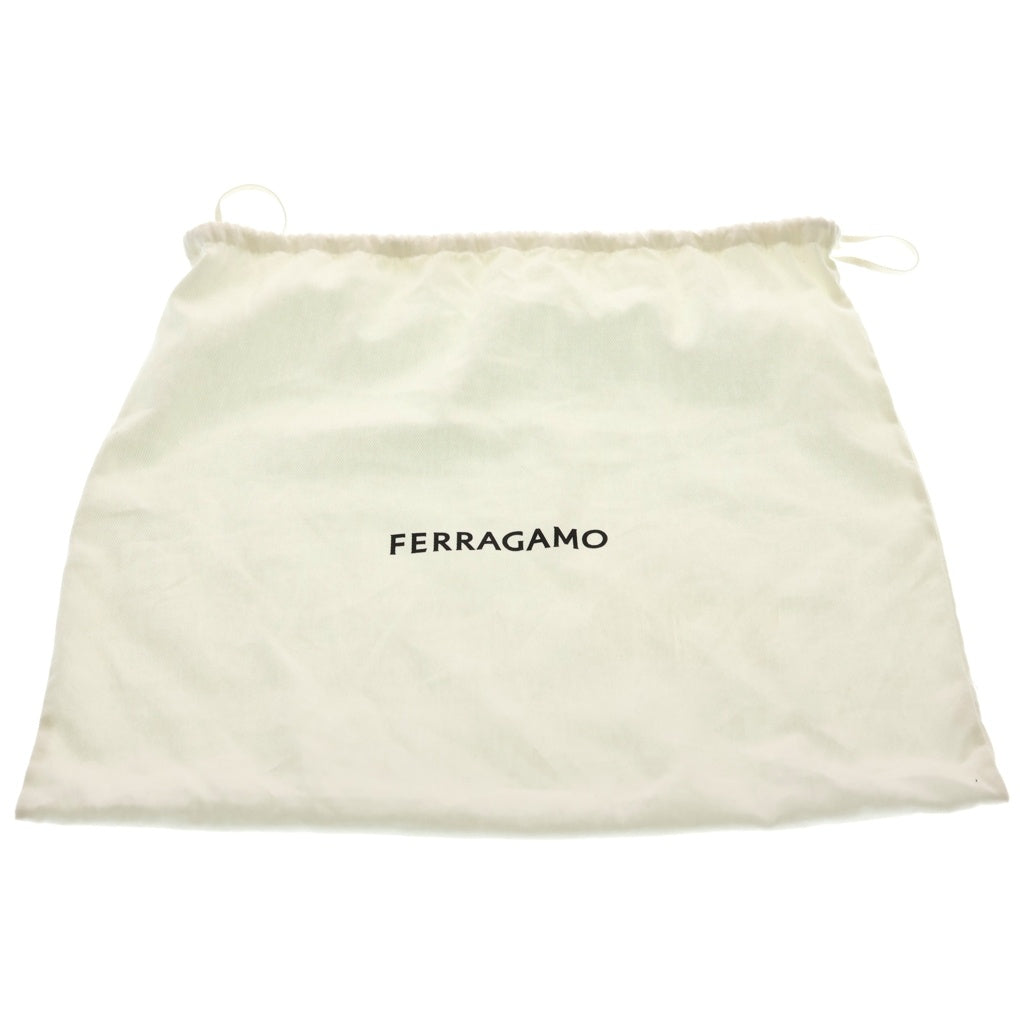 FERRAGAMO(フェラガモ) カットアウト レザー キャンバス ハンドバッグ ブラック レディース