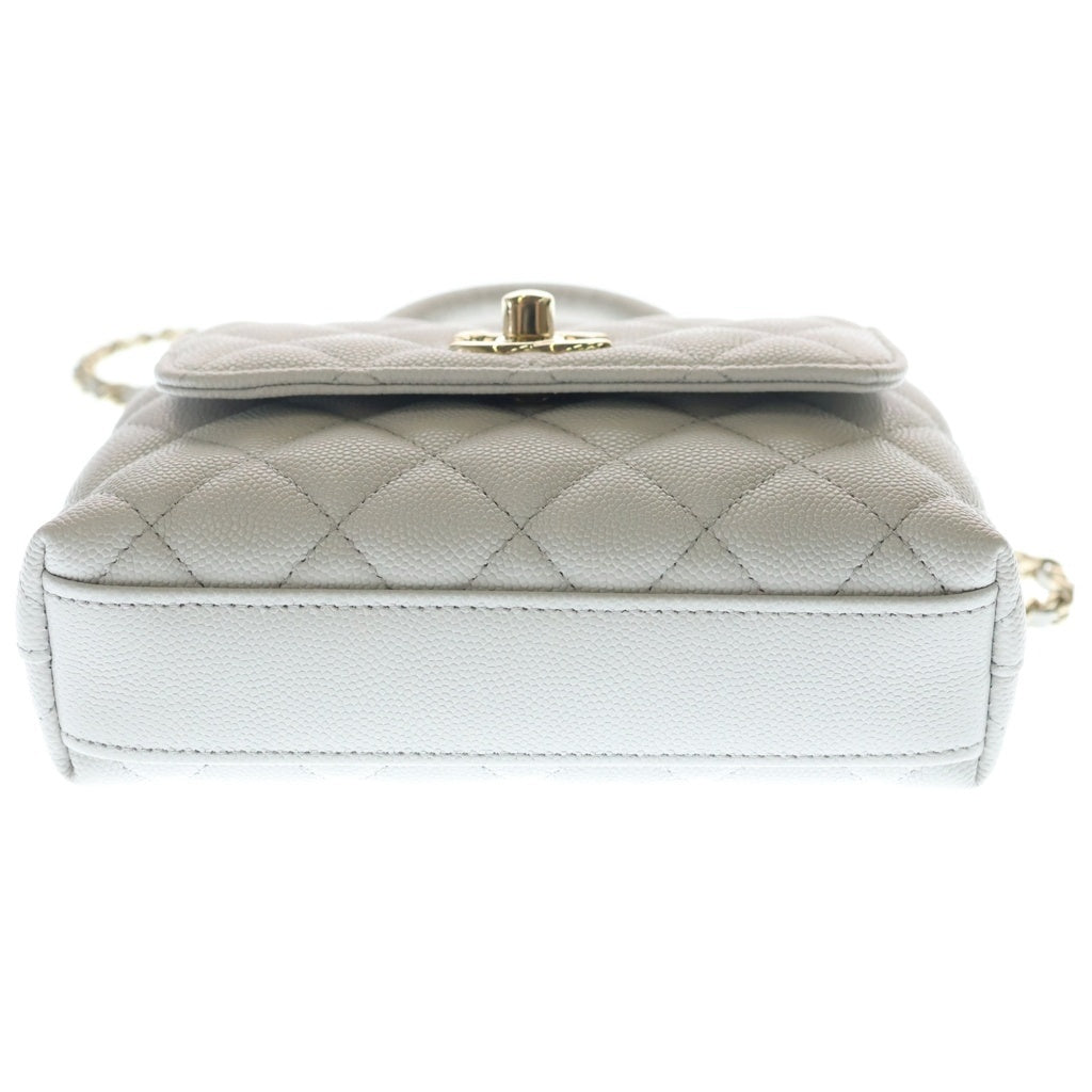 CHANEL(シャネル) ココハンドル XXS チェーンショルダーバッグ ミニバッグ ホワイト キャビアスキン AP4244 ゴールド金具 レディース