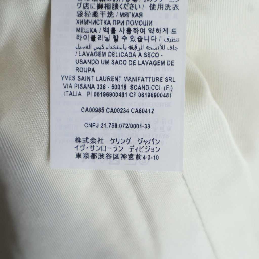SAINT LAURENT PARIS(サンローランパリ) 金ボタン ノーカラーツイードジャケット アイボリー×ブラック #34 レディース