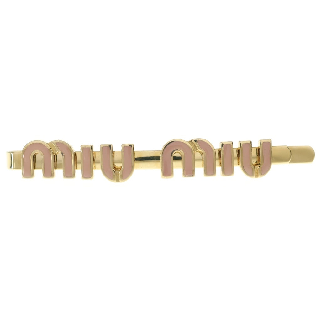 miumiu(ミュウミュウ) ロゴ GP ヘアピン ヘアクリップ ヘアアクセサリー ピンク/ゴールド レディース