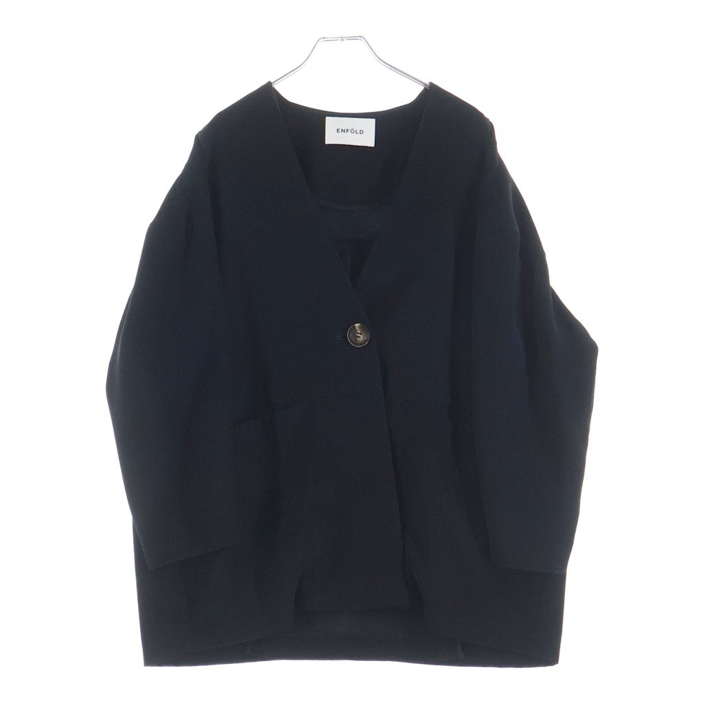 ENFOLD(エンフォルド) 23SS LOOSE JACKET ルーズ ノーカラージャケット ブラック 300GS930-0220 レディース