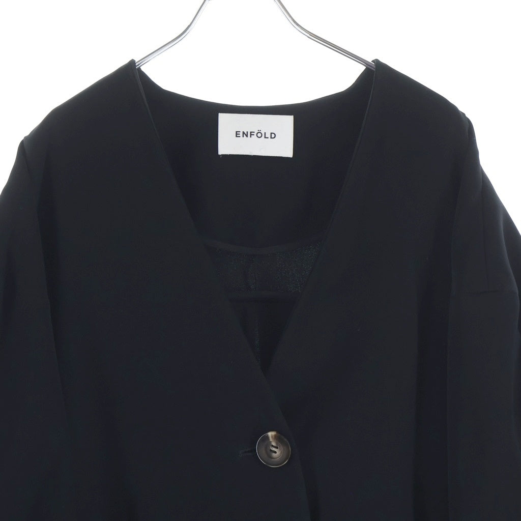 ENFOLD(エンフォルド) 23SS LOOSE JACKET ルーズ ノーカラージャケット ブラック 300GS930-0220 レディース