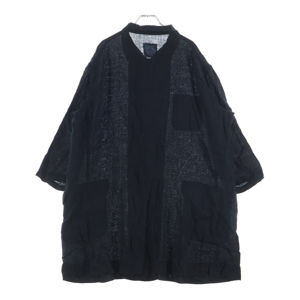 NO BRAND(ノーブランド) Chez VIDALENC(シェヴィダレンク) リネン ロングコート フランス製 ブラック レディース