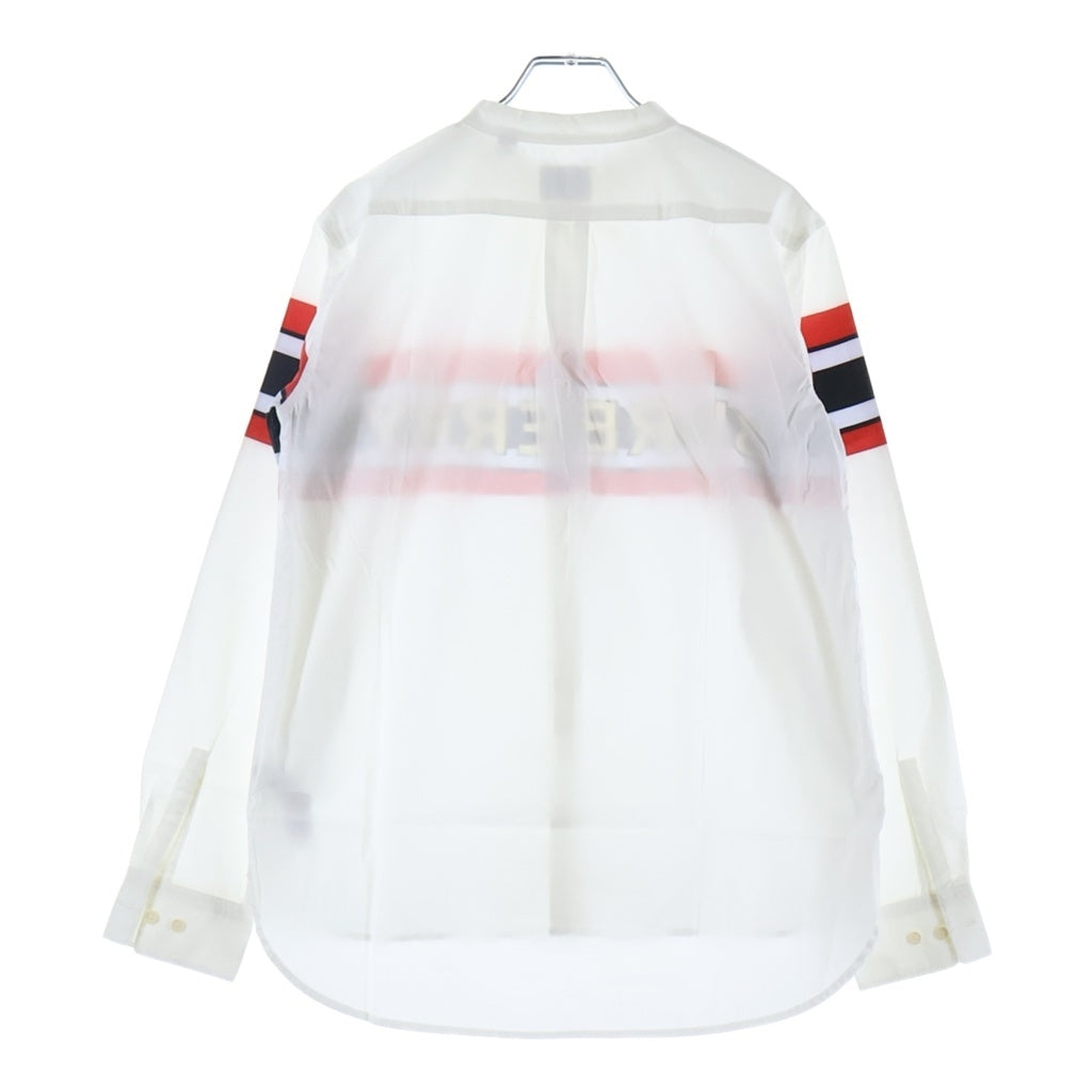 BURBERRY(バーバリー) フロントロゴプリント 長袖シャツ ノーカラー コットン ホワイト 8022075 レディース