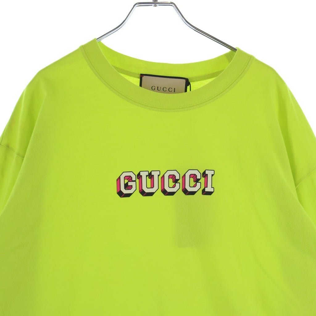 GUCCI(グッチ) フロントロゴプリント 長袖Tシャツ カットソー ロンT イエロー 581903 レディース