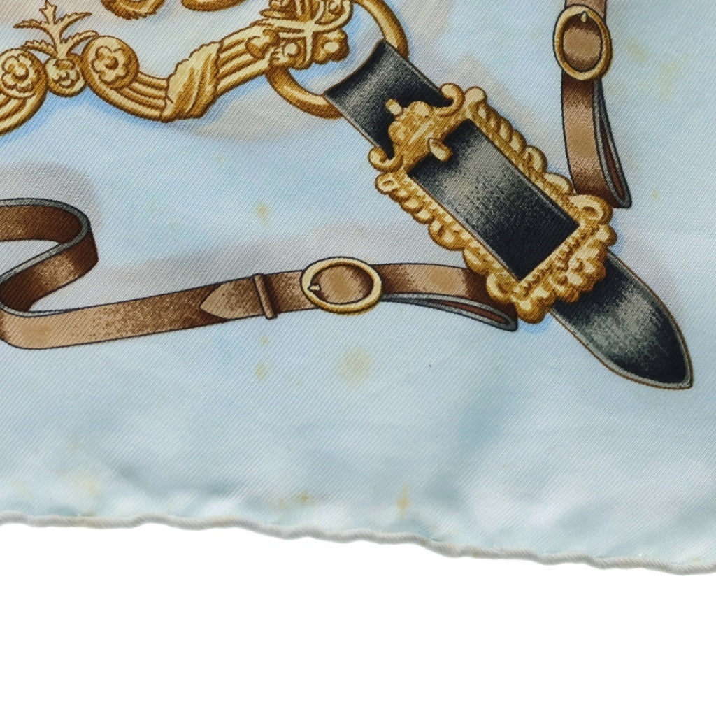 HERMES(エルメス) カレ90 スカーフ THE ROYAL MEWS 王室の馬小屋 シルク ライトブルー レディース