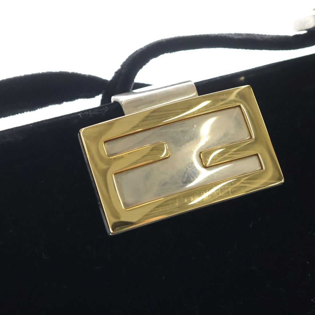 FENDI(フェンディ) ミニハンドバッグ ブラック ベロア ゴールド金具 レディース
