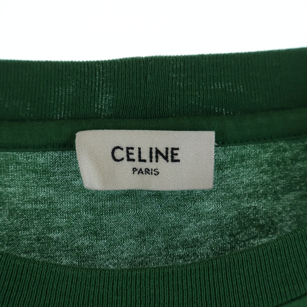 CELINE(セリーヌ) 21SS T-Shirt クロップド ロゴプリント半袖Tシャツ グリーン レディース 2X761501F