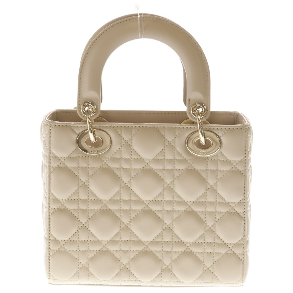Christian Dior(クリスチャンディオール) レディディオール カナージュ スモール 2WAYハンドバッグ ショルダーバッグ ベージュ ラムスキン ゴールド金具 レディース