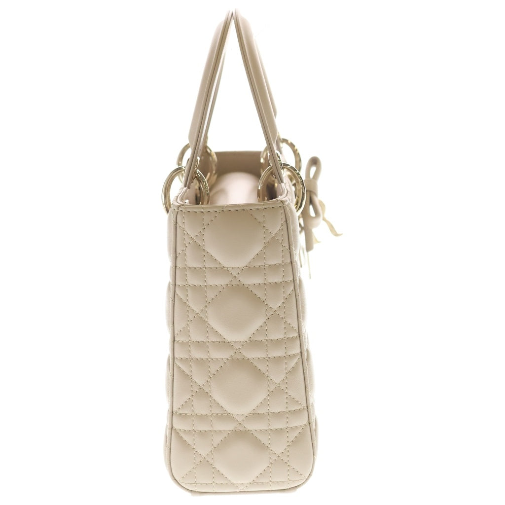 Christian Dior(クリスチャンディオール) レディディオール カナージュ スモール 2WAYハンドバッグ ショルダーバッグ ベージュ ラムスキン ゴールド金具 レディース