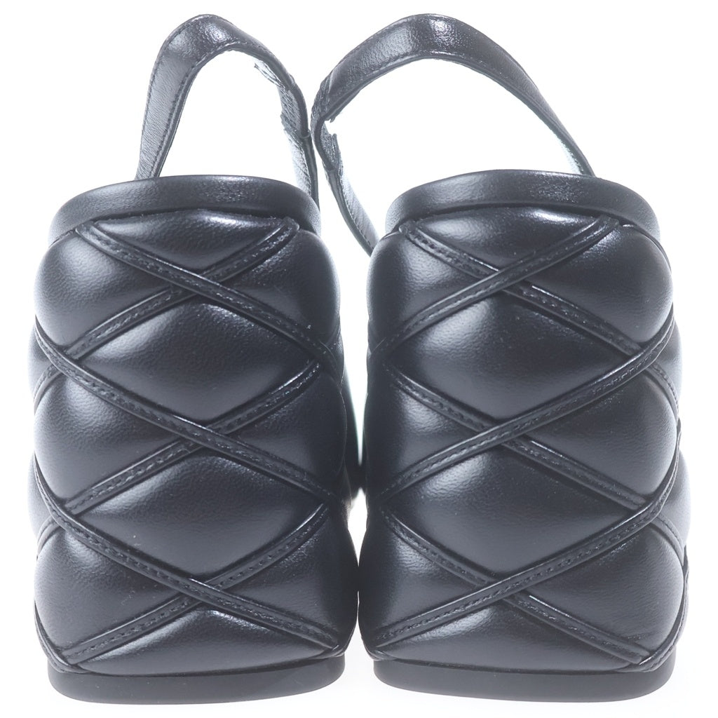 LOUIS VUITTON(ルイヴィトン) シェイク ライン LV ロゴ レザー ヒール スリングバック パンプス シューズ ブラック レディース